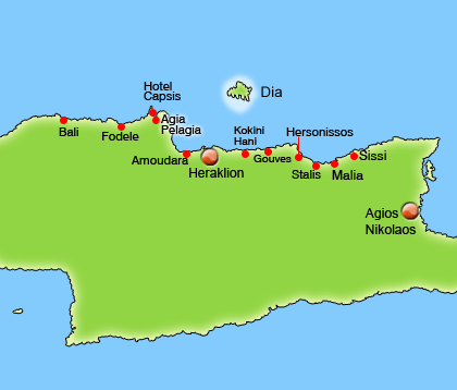 crete diving map
